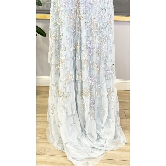 Sequined High Neck Cap Sleeve A Line Gown 5647 Size 16 - Picture 8 of 9